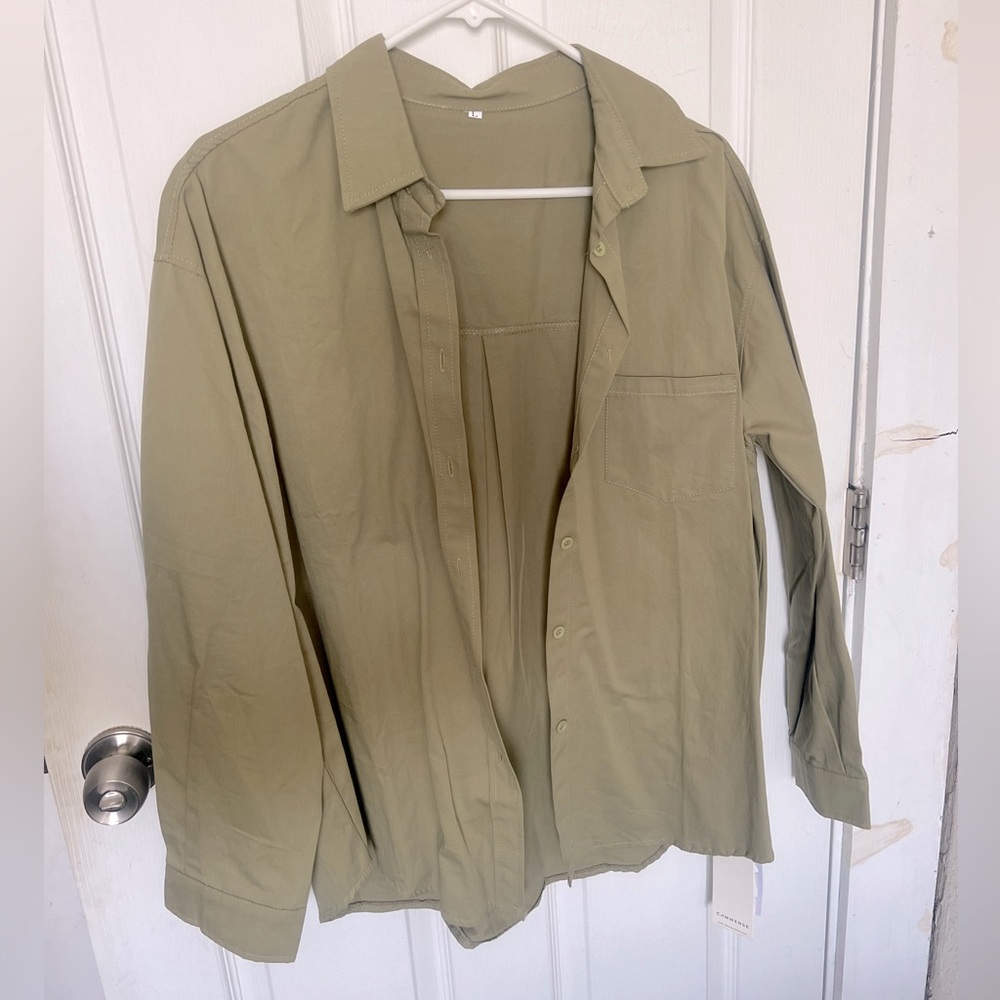 Sage green long sleeve cover up
